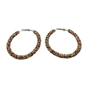 Earrings Large Massive Glitter Hoop Holiday Festive Statement Pierced 80s SK2204